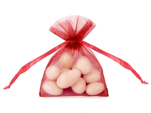 Pytlíček, organza, červená, 10 cm (zn. PartyDeco)