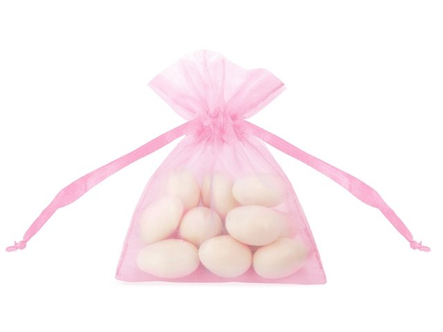 Pytlíček, organza, růžová, 10 cm (zn. PartyDeco)