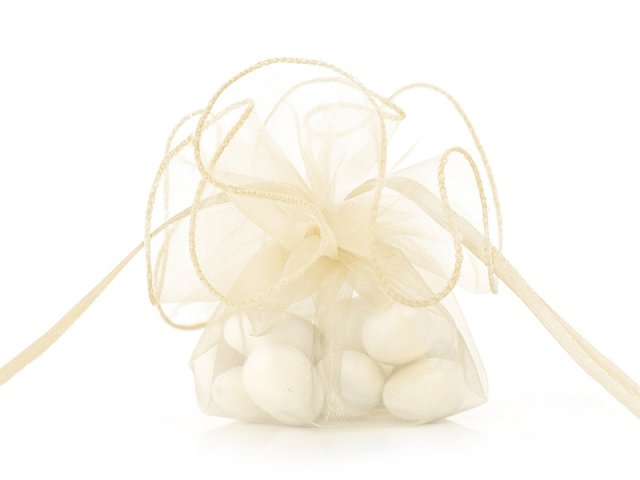Pytlíček, organza, krémová, 26 cm (zn. PartyDeco)