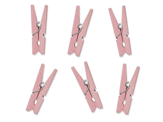 Dřevěné kolíčky, růžové, 3.5 cm, set 20ks (zn. PartyDeco)
