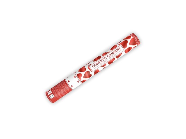 Vystřelovací konfety, s červenými srdíčky, 40 cm (zn. PartyDeco)