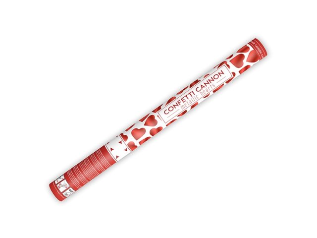 Vystřelovací konfety, s červenými srdíčky, 60 cm (zn. PartyDeco)