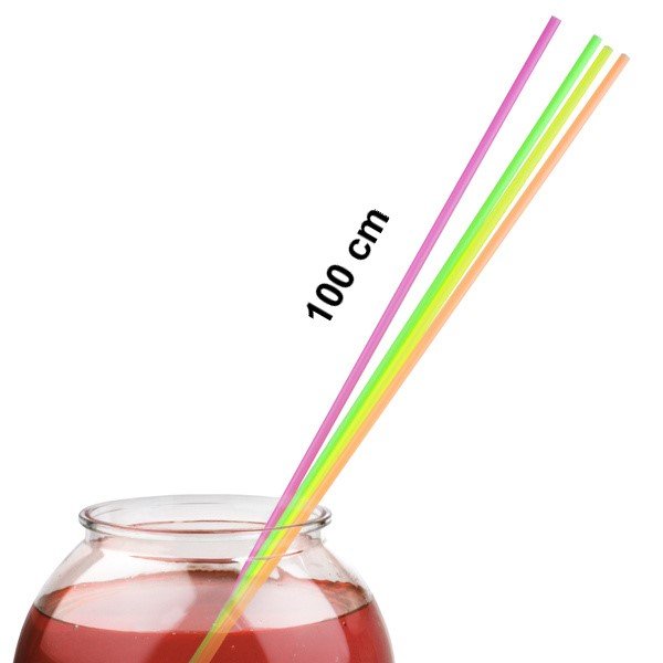Metrová dlouhá brčka - SANGRIA XXL (6.5x1000mm), mix neonových barev - znovupoužitelná, set 100ks (zn. ČeskáBrčka)