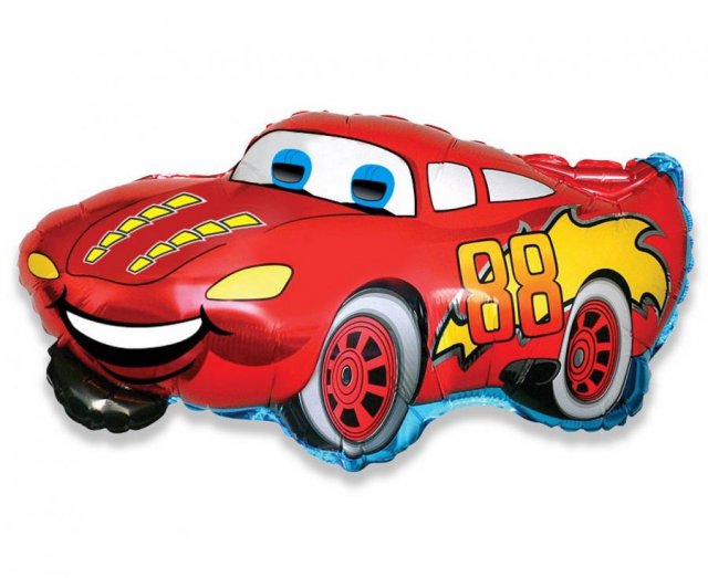 Fóliový balónek Smějící se auto alá Blesk McQueen / Auta Cars, velikost 61cm (zn. Flexmetal)