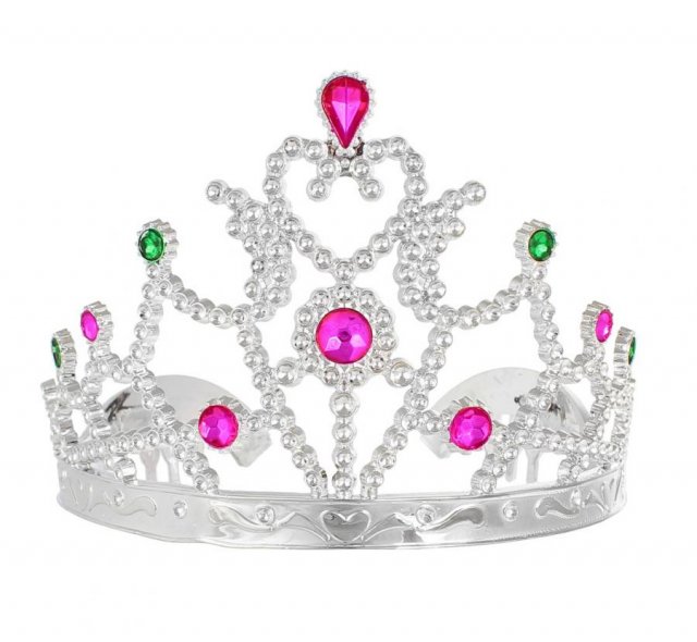Party / princeznovská korunka s barevnými kamínky, výška 9cm, univerzální dětská velikost (zn. Godan)