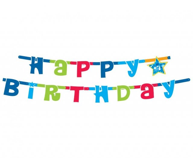 Závěsná papírová girlanda HAPPY BIRTHDAY, barevná, délka 180cm (zn. Godan)