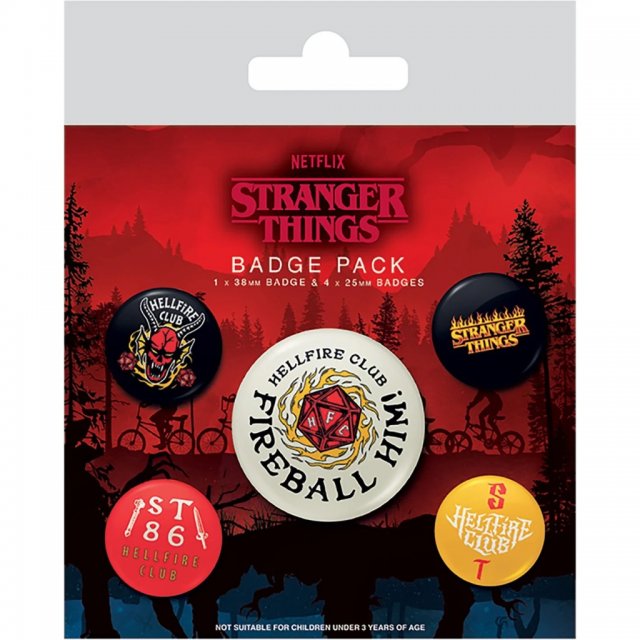 Set odznaků Stranger Things / Helfire Club