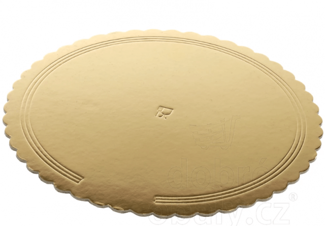 Podložka pod dort, kulatá - extra pevná, kopretina, průměr 40cm - zlatá barva