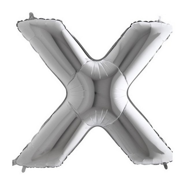 Fóliový balónek, písmeno X, velikost 102cm, stříbrná barva (zn. GRABO)