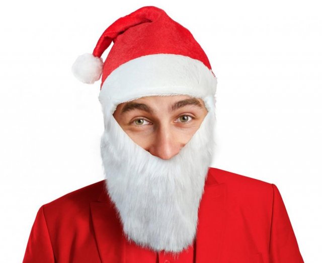 Čepice s vousy Santa Claus, červeno-bílá (zn. Godan)