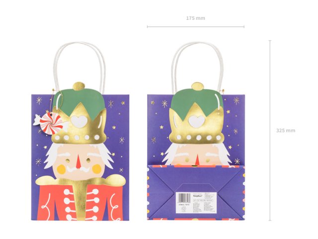 Dárková taška LOUSKÁČEK na modrém pozadí, rozměr 18x25x10.5cm (zn. PartyDeco)