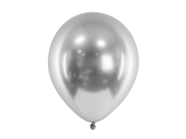 Latexový lesklý chromový balónek, velikost 30cm, stříbrná barva (zn. GlossyBalloons)