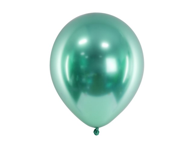 Latexový lesklý chromový balónek, velikost 30cm, lahvově zelená barva (zn. GlossyBalloons)