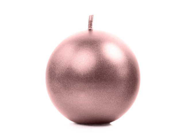 Svíčka KOULE, rosegold metalická barva, průměr 8cm (zn. PartyDeco)