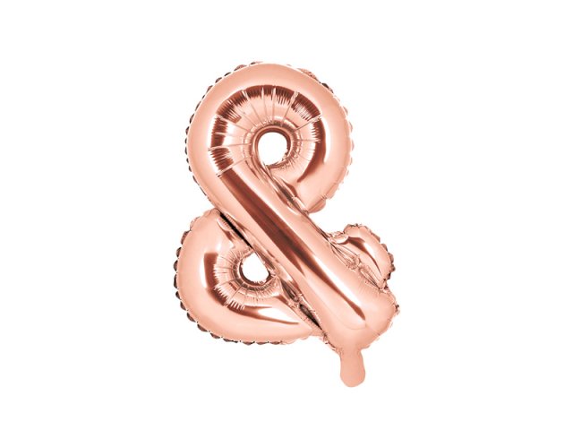 Fóliové PÍSMENO znak &, rosegold barva, velikost 35cm (zn. PartyDeco)