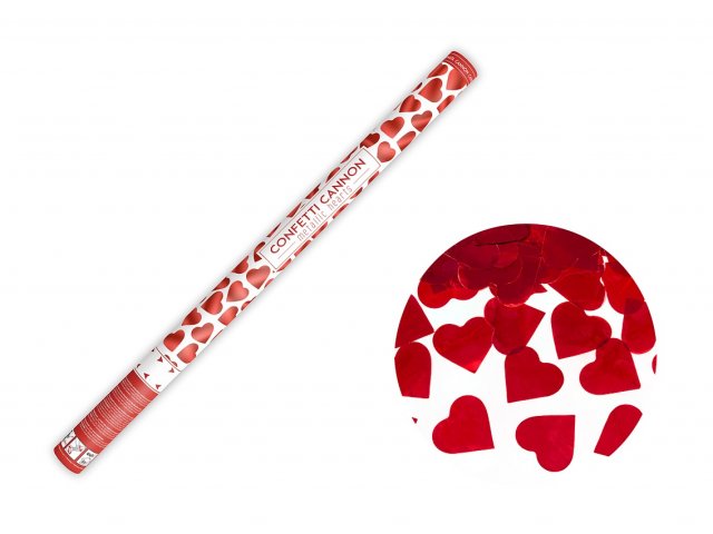 Vystřelovací konfety SRDÍČKA, červená barva, délka 80cm (zn. PartyDeco)