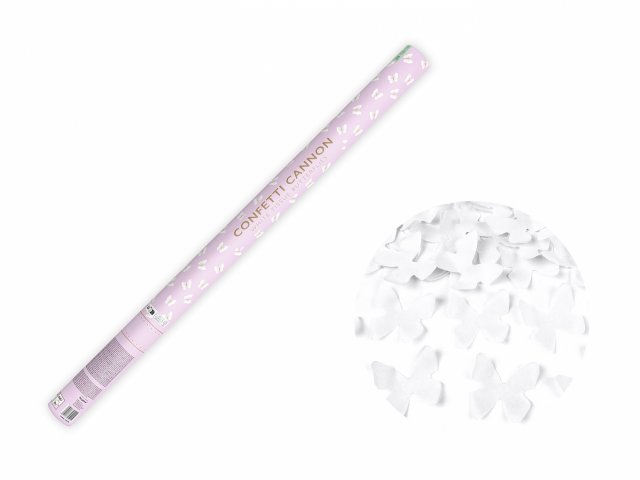 Vystřelovací konfety MOTÝLCI, bílá barva, délka 80cm (zn. PartyDeco)