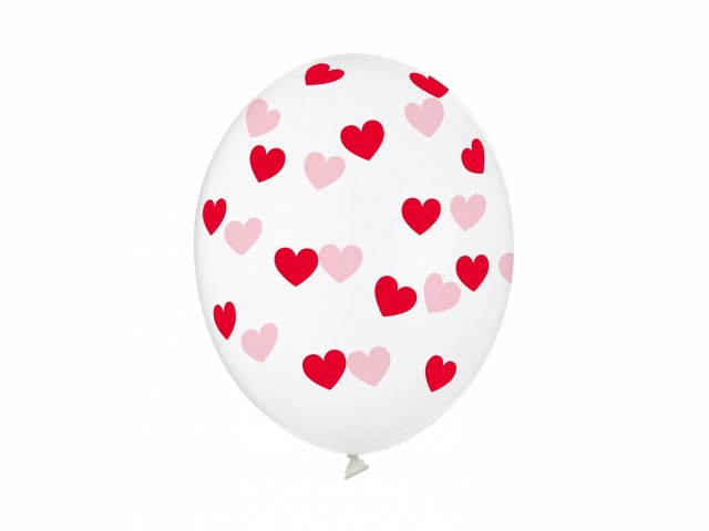 Latexový balónek SRDÍČKA, červená - průhledný, velikost 30cm (zn. StrongBalloons) - 1 ks
