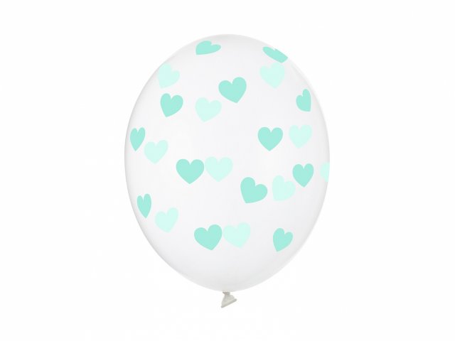 Latexový balónek SRDÍČKA, tyrkysová - průhledný, velikost 30cm (zn. StrongBalloons) - 1 ks