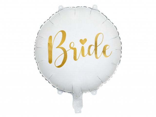 Fóliový balónek BRIDE / nevěsta, bílý kruh, velikost 45cm (zn. PartyDeco)
