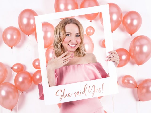 FOTOrámeček Selfie She said yes!, rozměr 50x59.5cm, rosegold barva (zn. PartyDeco)