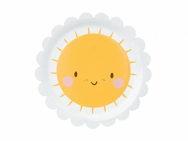 Papírové talířky Usměvavavé sluníčko / Slunce, průměr 18cm - set 6ks (zn. PartyDeco)