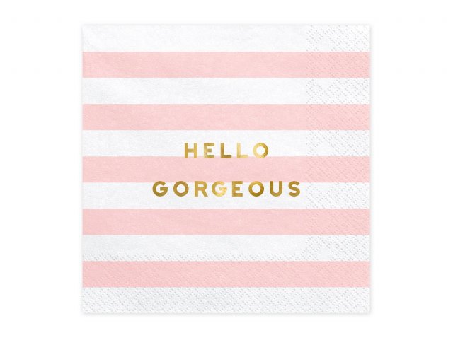 Ubrousky HELLO GORGEOUS, světle růžové, rozměr 33x33cm - set 20ks (zn. PartyDeco)