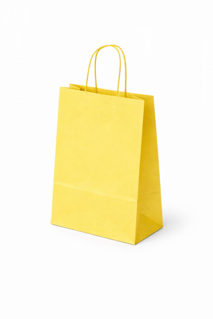 Papírová taška PASTELO - velikost S, rozměr 14x8.5x21.5cm, žlutá barva