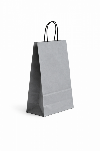Papírová taška PASTELO - velikost M, rozměr 18x8x24cm, šedá barva