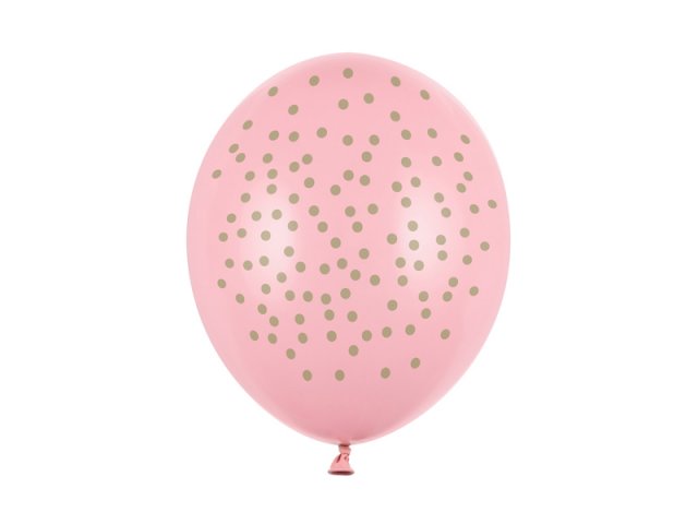 Latexový balónek, baby růžová barva, s šedými tečkami, velikost 30cm (zn. StrongBalloons)