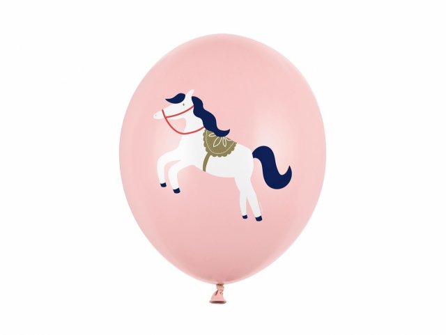 Latexové balónky KŮŇ, pastelové, růžová barva, velikost 30cm - set 6ks (zn. StrongBalloons)