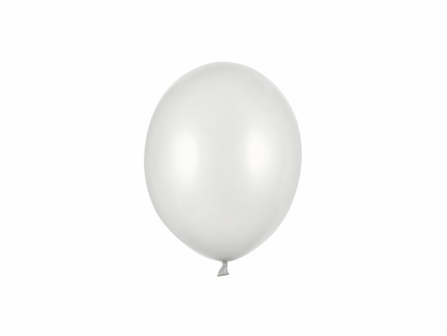 Latexový balónek, metalický, stříbrná sněhová barva, velikost 12cm (zn. StrongBalloons)