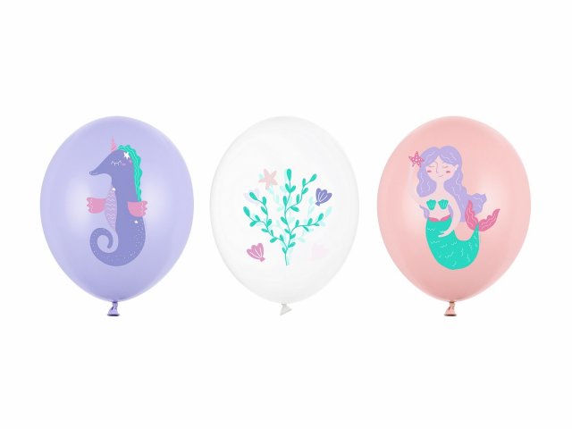 Latexový balónek MOŘSKÝ SVĚT, koník, mořská panna, pastelový, mix 6 designů, velikost 30cm (zn. StrongBalloons)