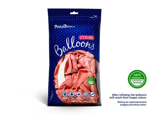 Latexový balónek metalický, růžová rosegold barva, velikost 30cm (zn. StrongBalloons) - 1 ks