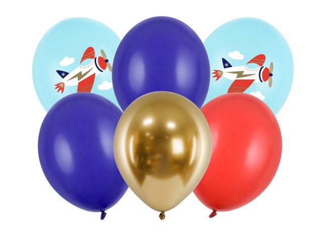 Latexové balónky LETADLA, pastelový mix, velikost 30cm - set 6ks (zn. StrongBalloons)