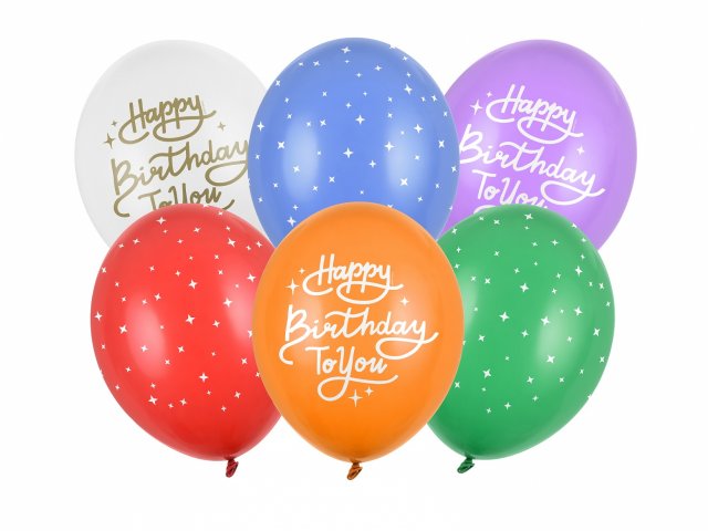 Latexové balónky Všechno nejlepší / Happy birthday, barevný mix, velikost 30cm - set 6ks (zn. StrongBalloons) tebe (6x5 ks)