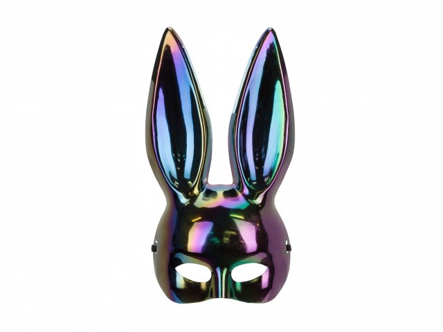 Lesklá maska KRÁLÍK / ZAJÍČEK, černá barva, 16.5x34cm (zn. PartyDeco)
