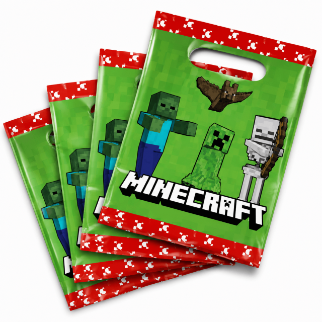 Plastové tašky / sáčky Minecraft, rozměr 16.5×23cm - set 4ks (zn. Procos)