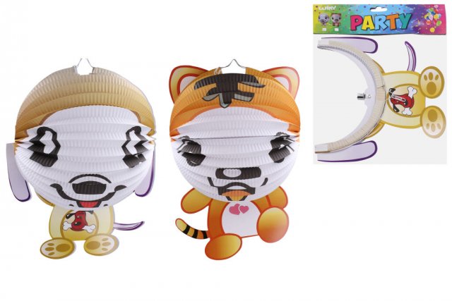 Lampion KOULE, velikost 25cm - s tělem Kočka/Pes (zn. WIKY)