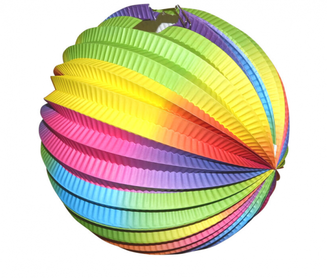 Lampion KOULE, duhový světlý, velikost 25cm (zn. WIKY)
