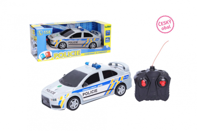 RC policejní auto na dálkové ovládání, 23cm - český obal (zn. WIKY)