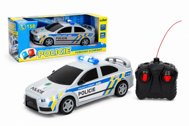 RC policejní auto na dálkové ovládání, 23cm - český obal (zn. WIKY)