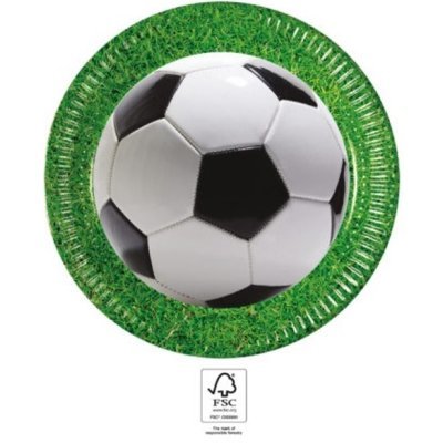 Papírové talířky FOTBAL, průměr 23cm - set 8ks (zn. Procos)