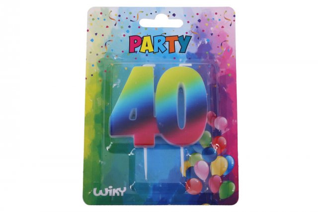 Narozeninové svíčky ČÍSLICE 40 pro 40. narozeniny, duhová barva (zn. WIKY)