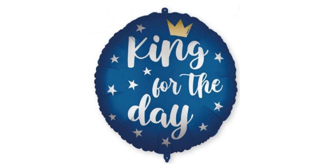 Fóliový balónek KRÁL DNE / KING FOR THE DAY, kruh, velikost 46cm (zn. Procos)