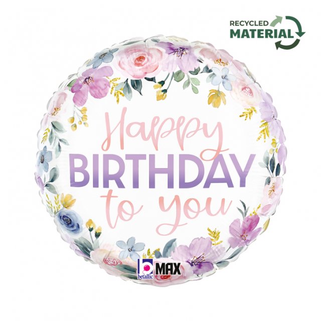 Fóliový balónek Květiny Happy Birthday to you, velikost 46cm (zn. GRABO)