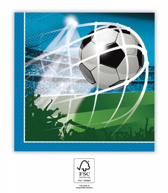 Papírové ubrousky FOTBAL - míč v síti, rozměr 33x33cm - set 20ks (zn. Procos)