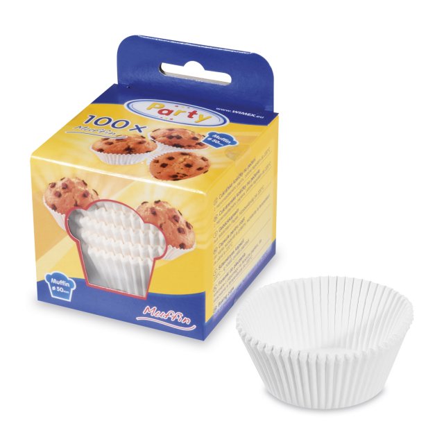 Cukrářský košíček (PAP) základní bílý, rozměr 50 × 30mm - set 100ks (zn. WIMEX)