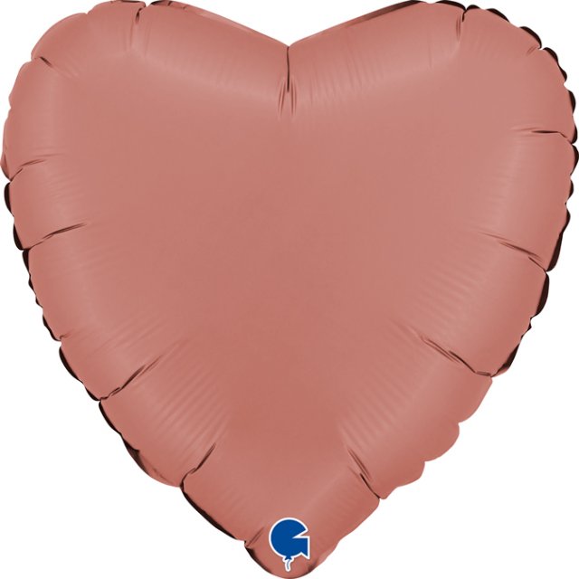 Fóliový balónek SRDCE / srdíčko, 46cm, saténová rosegold barva (zn. GRABO)