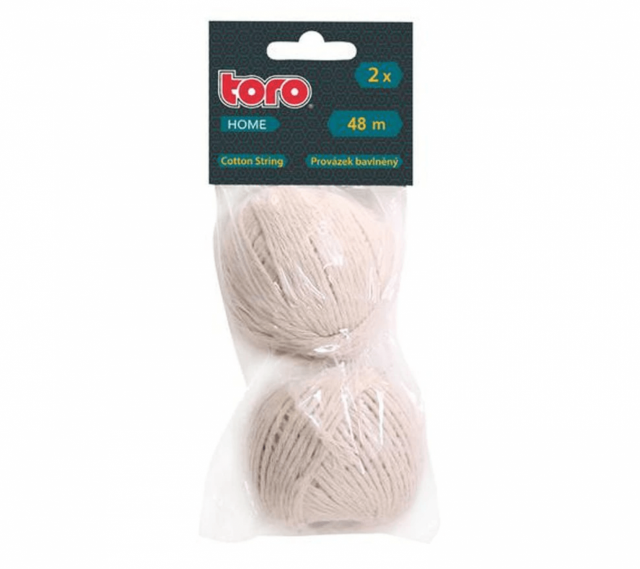 Provázek bavlněný, bílý, délka 48m - set 2ks (zn. TORO)